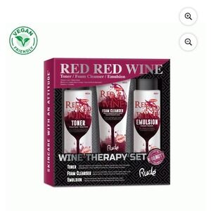 Rude Red Wine Therapy Set Toner Foam Cleanser Emulsion Vegan Korean Skincare